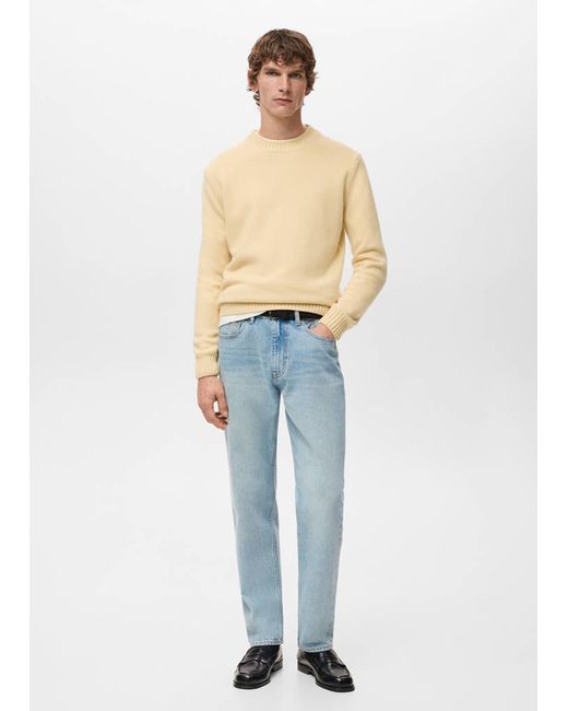 Mango Man  Yellow 100 Italian Wool Knitted Sweater Man