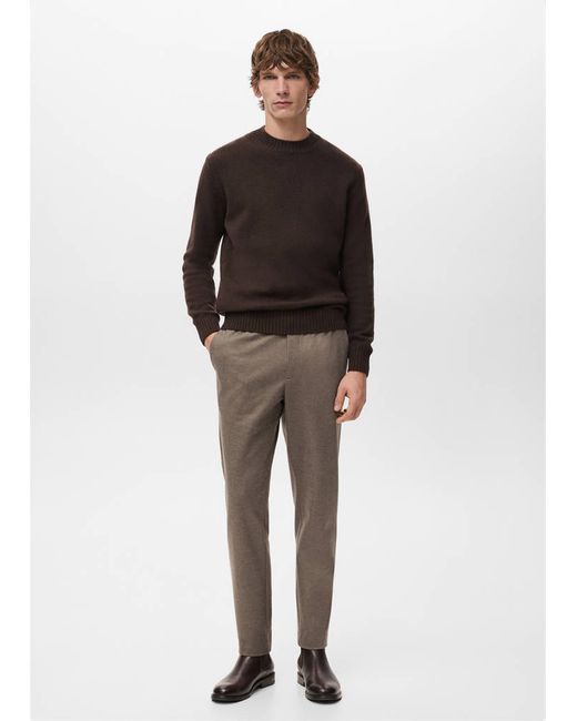 Mango Man  Brown Slim-Fit Flannel Trousers Man