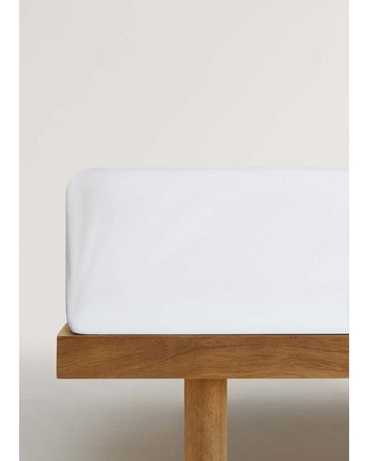Mango Home  White Percale Cotton Fitted Sheet For 90 Cm Bed Single Home