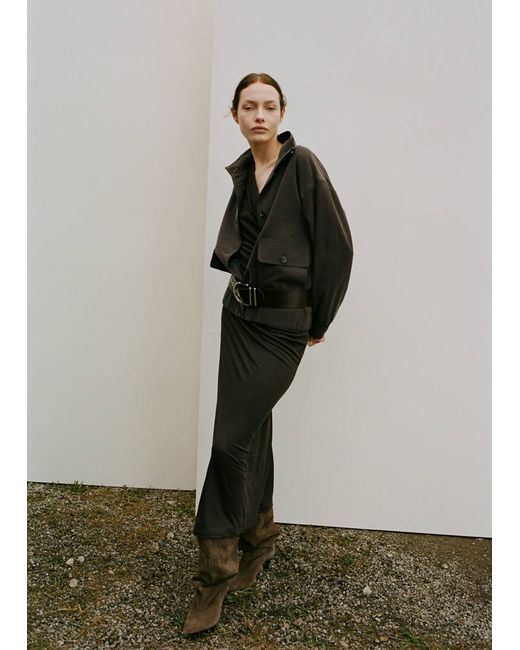 Mango  Brown Oversize Jacket With Pockets Woman