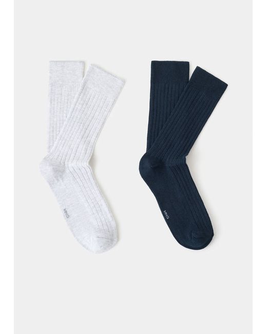 Mango Man  Gray Pack Of 2 Ribbed Cotton Socks Man