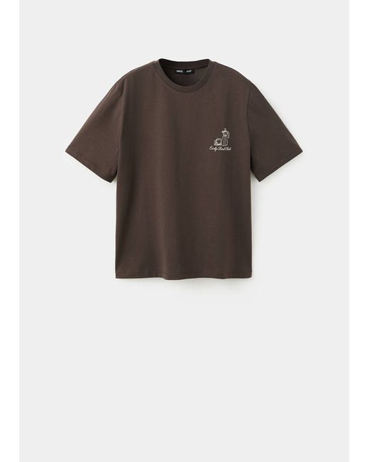 Mango  Brown Printed Cotton-Blend T-Shirt Woman
