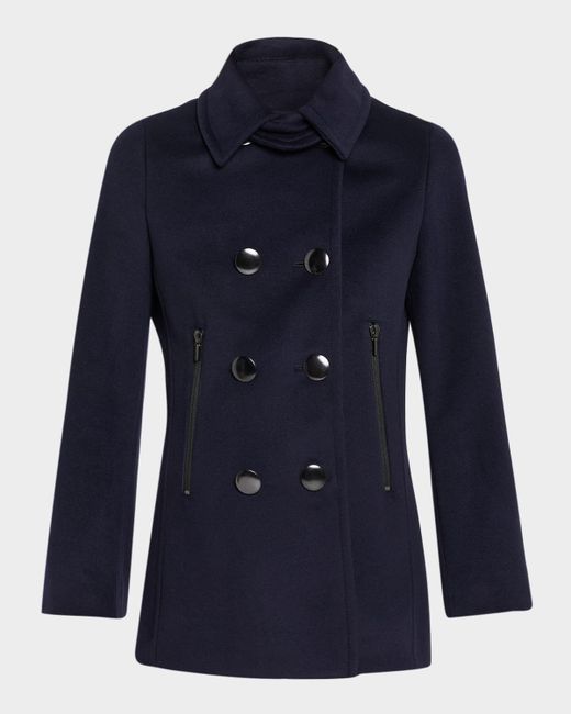Akris Punto Women's Dark Blue Cashmere And Wool-Blend Top Coat