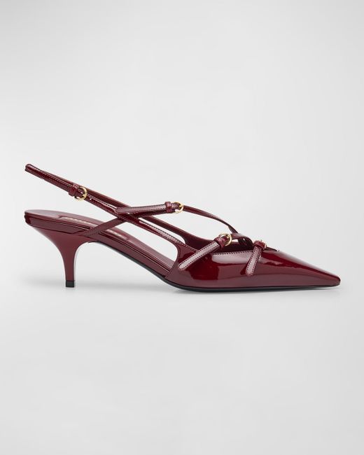 Miu Miu Women's  Patent Buckle-Trio Slingback Pumps