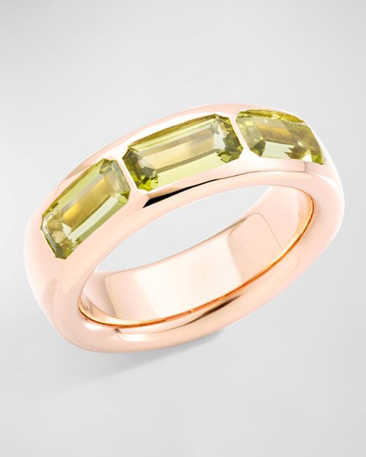Pomellato Iconica 18k Rose Gold 3 Station Gemstone Ring Da Women Di Colore Rosa