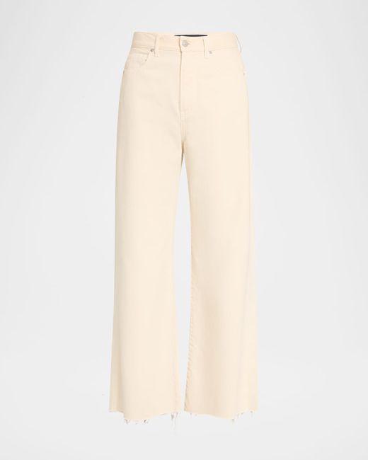 Veronica Beard Women's White Taylor Cropped High-Rise Wide Jeans
