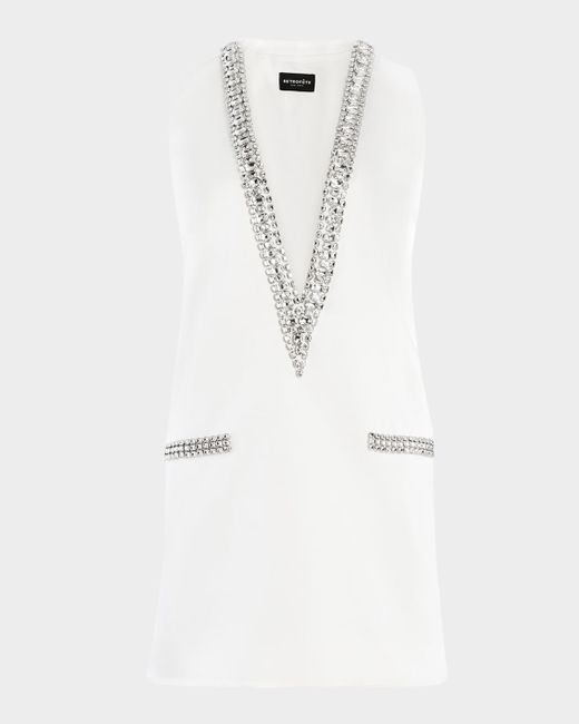 Retrofete Nancie Crystal Plunging Mini Dress Da Women Di Colore Bianco