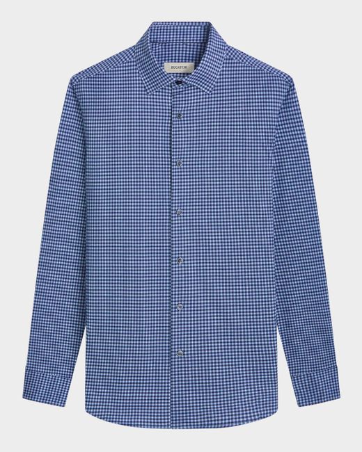 Bugatchi Men's Blue James Ooohcotton Check Sport Shirt