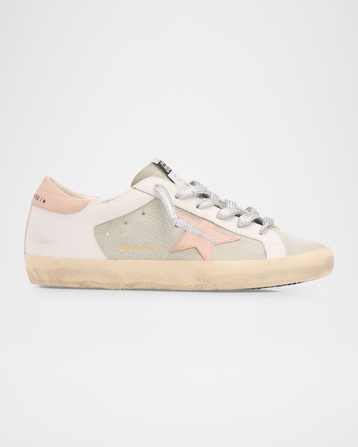 Golden Goose Women's Beige Superstar Mixed Leather Low-Top Sneakers