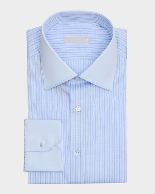 Stefano Ricci Men's Blue Striped Dress Shirt