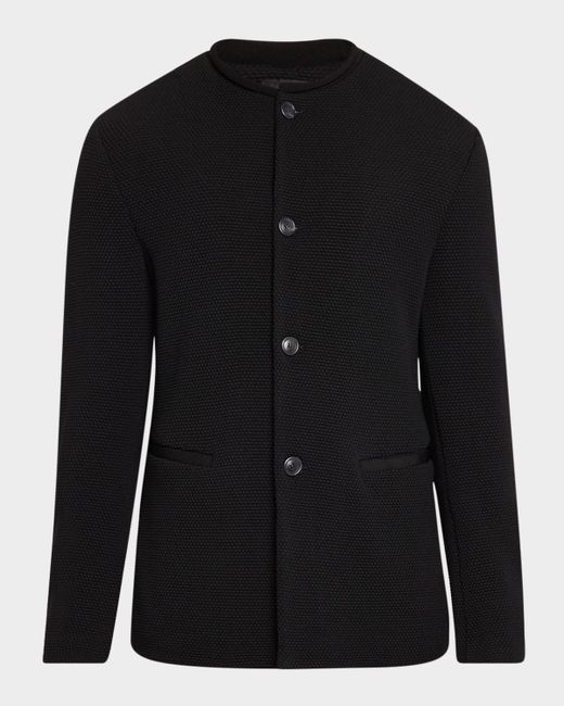 Giorgio Armani Men's Black Textured Band-Collar Blazer