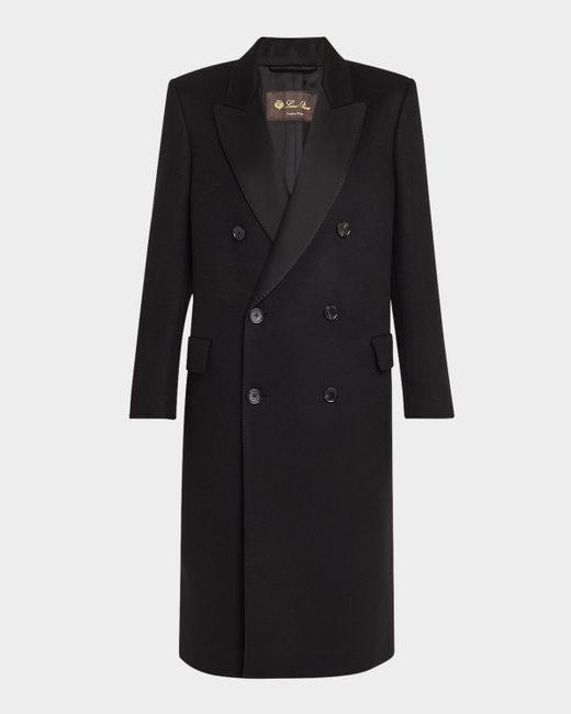 Loro Piana Women's Black Jerard Db Coat Cash Doublesatin Mireille
