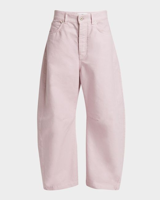Loewe Women's Pink Barrel Pleated Wide-Leg Ankle Trousers
