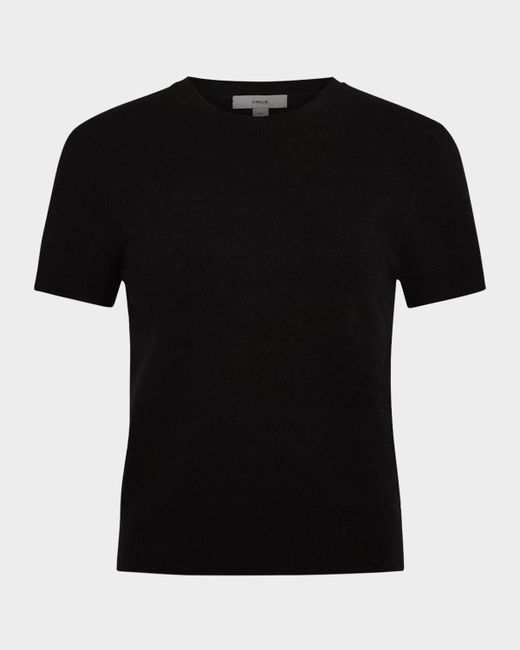 Vince Short-Sleeve Cashmere-Blend Tee Da Women Di Colore Nero
