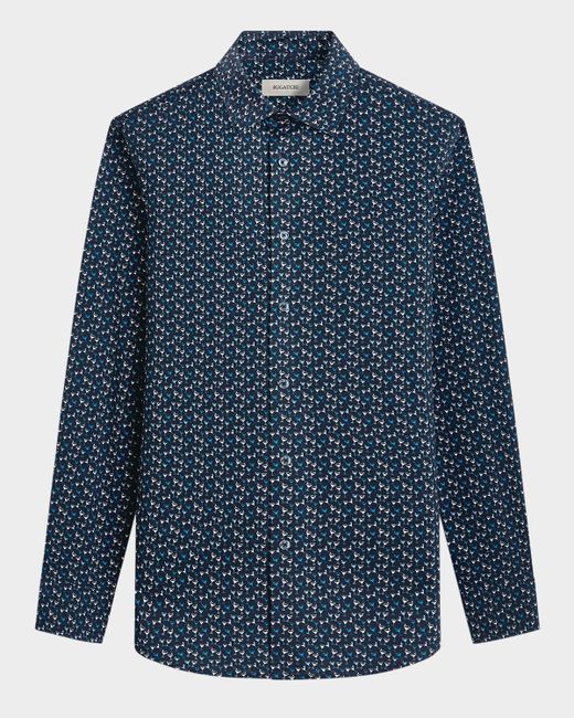 Bugatchi Ooohcotton James Cocktail-Print Sport Shirt Da Men Di Colore Blu Scuro