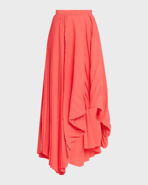 Mcqueen Women's Pink Pleated Asymmetric Draped Midi Skirt