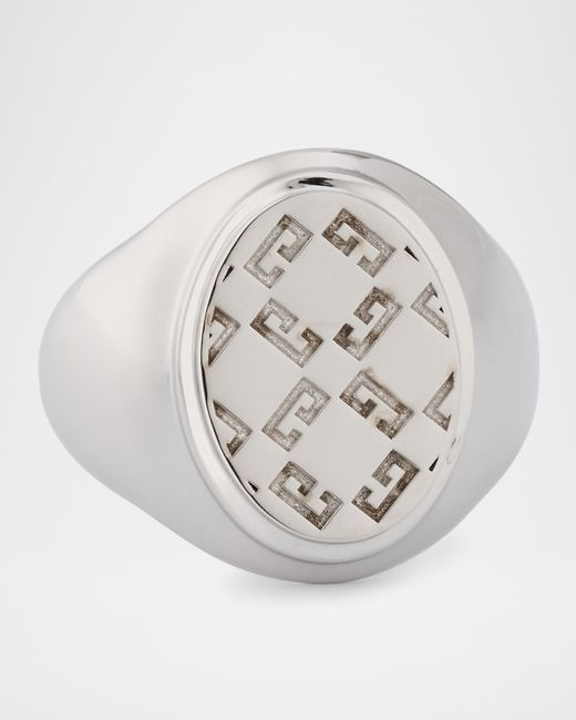 Givenchy Aposs 2g Monogram Silvery Signet Ring Da Men
