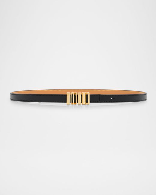 Loewe Women's Black Graphic Buckle Leather Skinny Belt