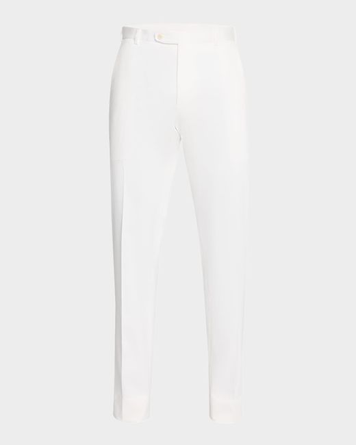 Brioni Men's White Journey Flat-Front Trousers