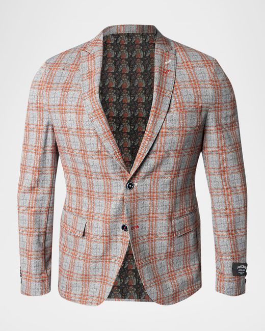 Maceoo Descartes Spanish Plaid Unconstructed Blazer Da Men Di Colore Arancione