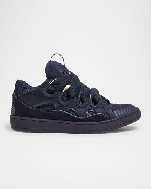 Lanvin Men's Blue Curb Napa Low-Top Sneakers