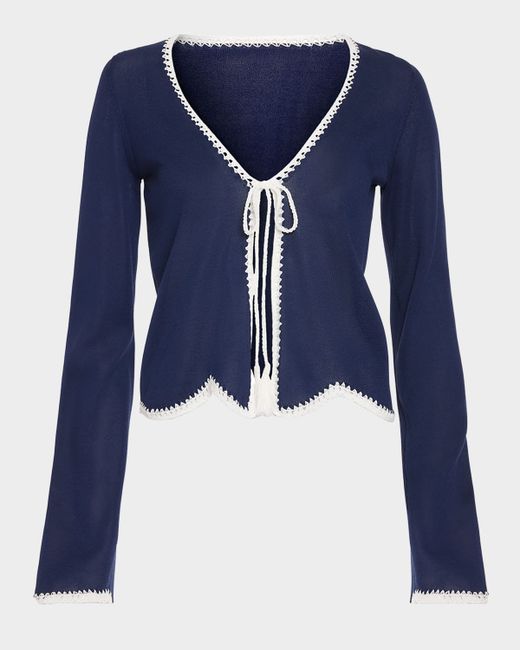 Ramy Brook Tara Crochet-Trim Cardigan Da Women Di Colore Blu Scuro