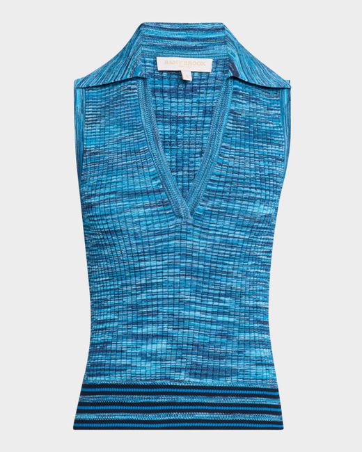 Ramy Brook Birdie Rib-Knit Sleeveless Top Da Women Di Colore Blu
