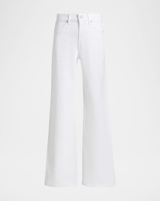 Veronica Beard  White Crosbie High-Rise Wide-Leg Jeans