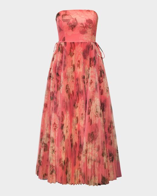 Hutch Costella Pleated Print Tulle Gown Da Women Di Colore Floreale