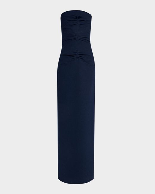 E.Stott Wallis Strapless Cady Column Gown Da Women Di Colore Blu Scuro