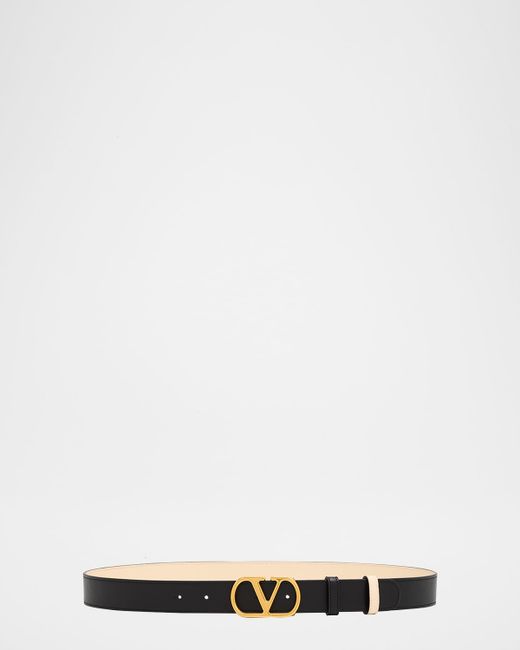 Valentino Garavani Women's Black Vlogo Signature Reversible Belt 30mm