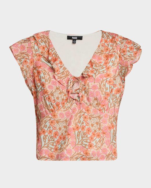 Paige Farrow Ruffle V-Neck Top Da Women Di Colore Multicolore