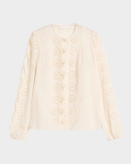 Zimmermann Women's White Lucky Embroidered Blouse
