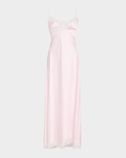 Loveshackfancy Manuela Satin Polka Dot Maxi Slip Dress Da Women Di Colore Rosa
