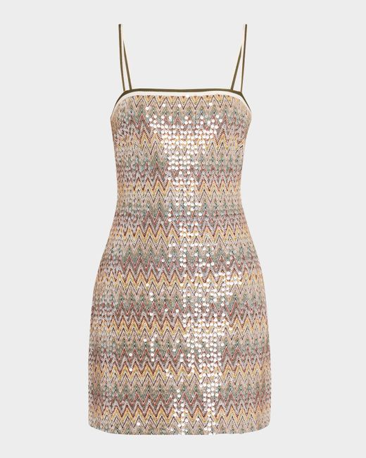Ramy Brook Ivanna Sequined Chevron Mini Dress Da Women