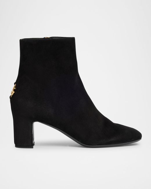 Dolce & Gabbana  Black Suede Block-Heel Ankle Booties