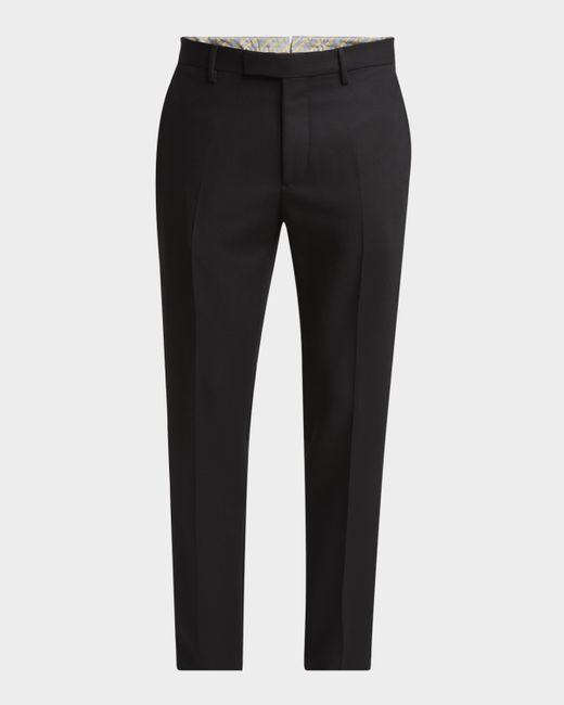 Etro Men's Black Slim Flat-Front Evening Pants