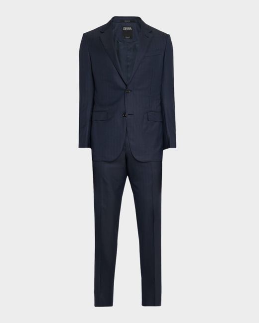 Z Zegna Men's Blue Tonal Stripe Two-Piece Suit