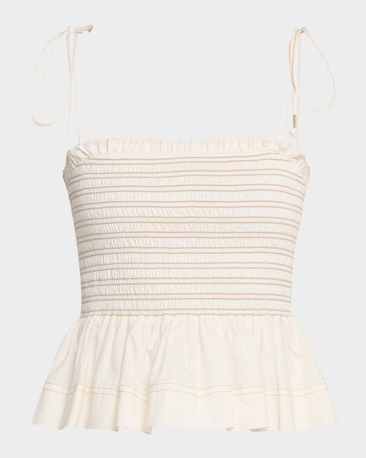 Veronica Beard Ophelia Smocked Sleeveless Peplum Top Da Women