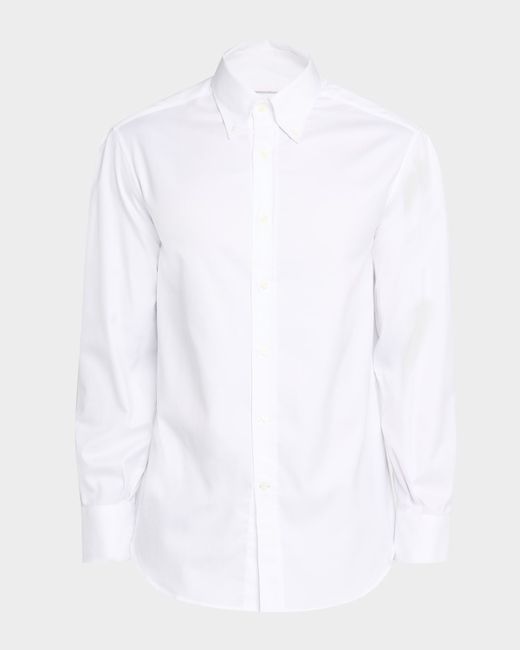 Brunello Cucinelli Men's White Piece Dyed Twill Shirt
