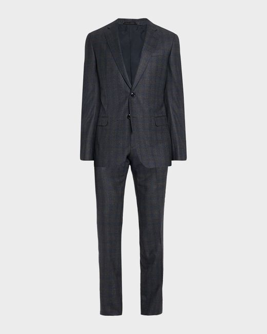 Giorgio Armani Aposs Blurred Plaid G Line Two-Piece Suit Da Men Di Colore Nero