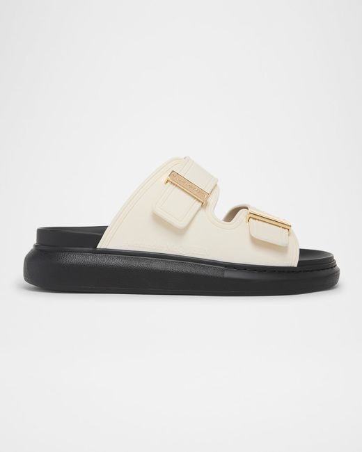 Mcqueen  White Double Band Slide Sandals