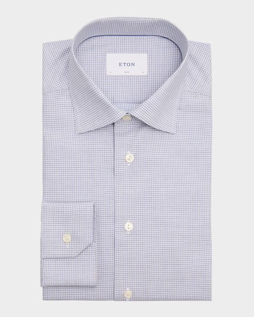 Eton Men's  Signature Twill Micro-Check Slim-Fit Dress Shirt