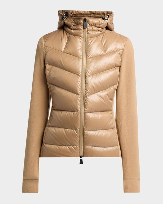 Moncler Grenoble Padded Down Zip-Up Hoodie Cardigan Da Women Di Colore Marrone