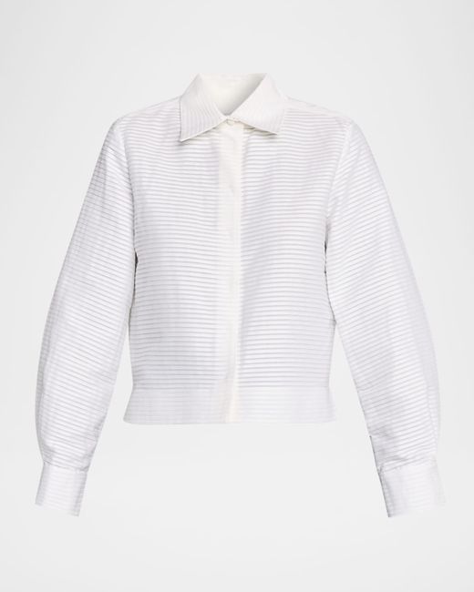 Dice Kayek Women's White Pleated Poplin Button-Down Shirt