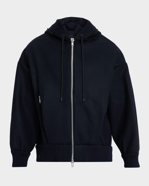 Simone Rocha Men's Dark Blue Oversized Embellished-Hooded Full-Zip Jacket