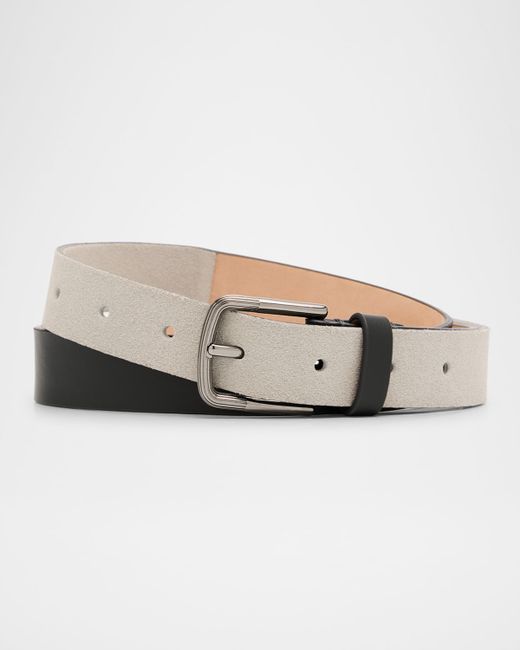 Giorgio Armani And Leather Reversible Belt Da Men Di Colore Grigio