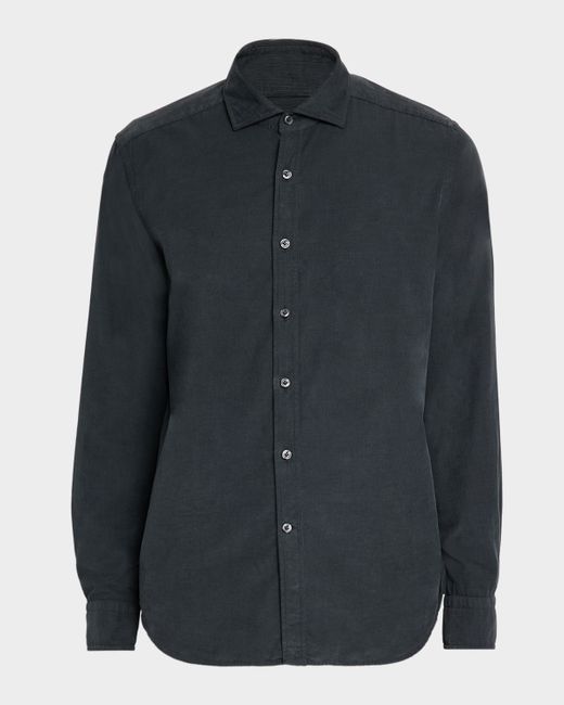 Neiman Marcus Corduroy Button-Down Shirt Da Men Di Colore Grigio