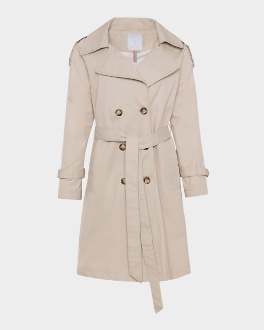 Gorski Women's Brown Lightweight Belted Double-Breasted Trench Coat