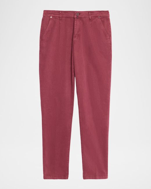 Kiton Men's Red Straight Fit Flat-Front Pants